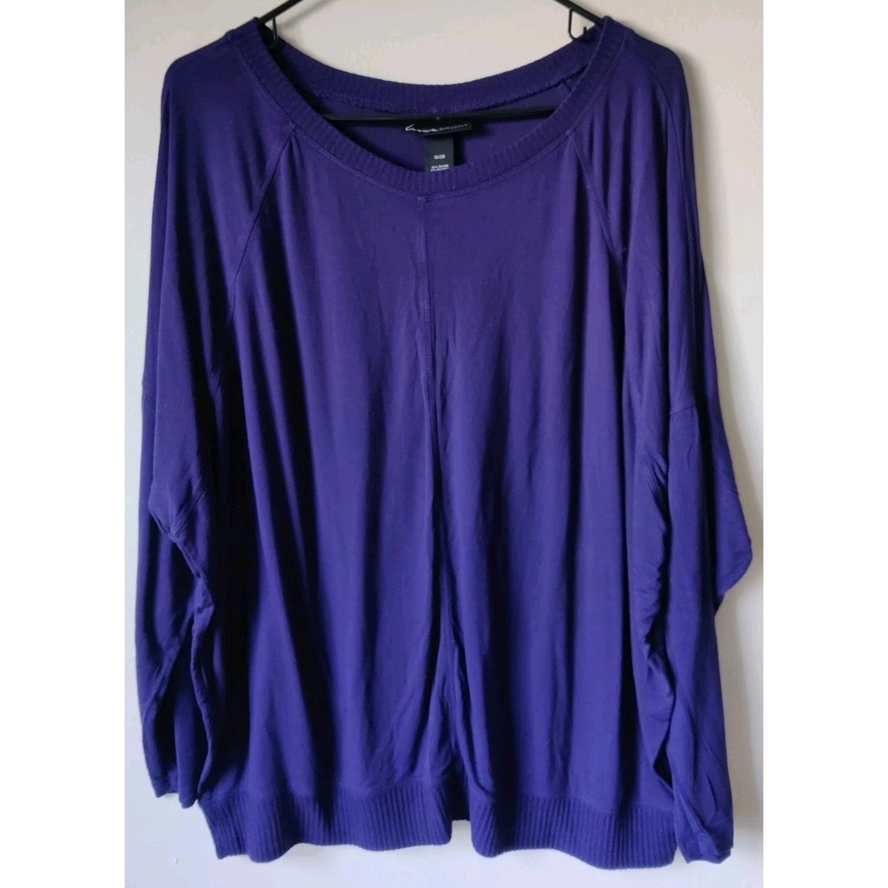 Lane Bryant Women's Plus Size Purple Knit Top Long Sleeve‎ Stretch Size 18/20
